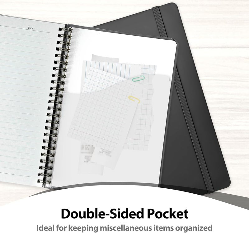VALOME Journaling Notebooks, A5 Lined Spiral Notebook for Women & Men, 146 Pages College Ruled Hardcover Note Book for Work, Note Taking, Journaling, School, Writing (BLACK) - Image 5